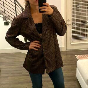 Avec Les Filles Brown Plaid Jacket